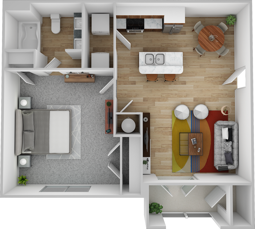 A1 floor plan - 1 bed 1 bath - 759 sq ft
